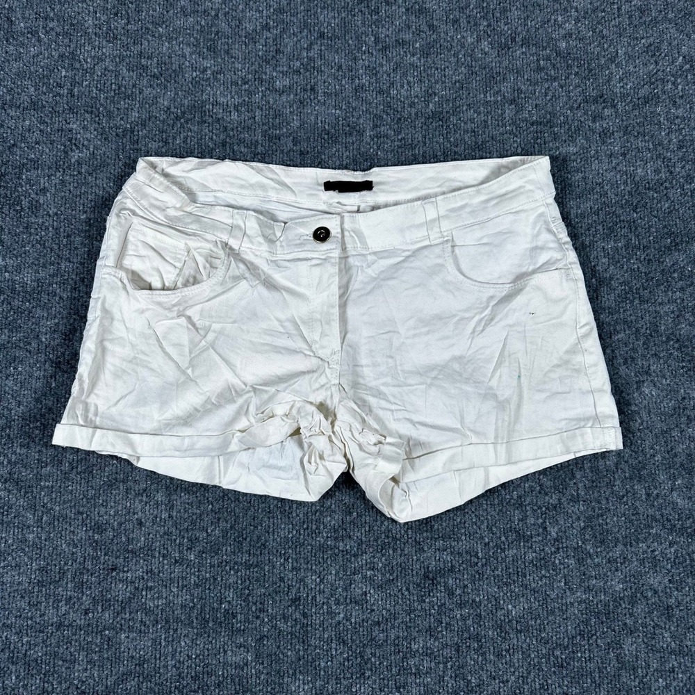 H&M Shorts Womens Size 10 White Denim Stretch Cuffed Casual Summer Good